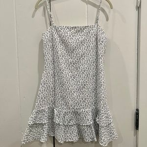 Princess Polly white mini dress with blue floral design